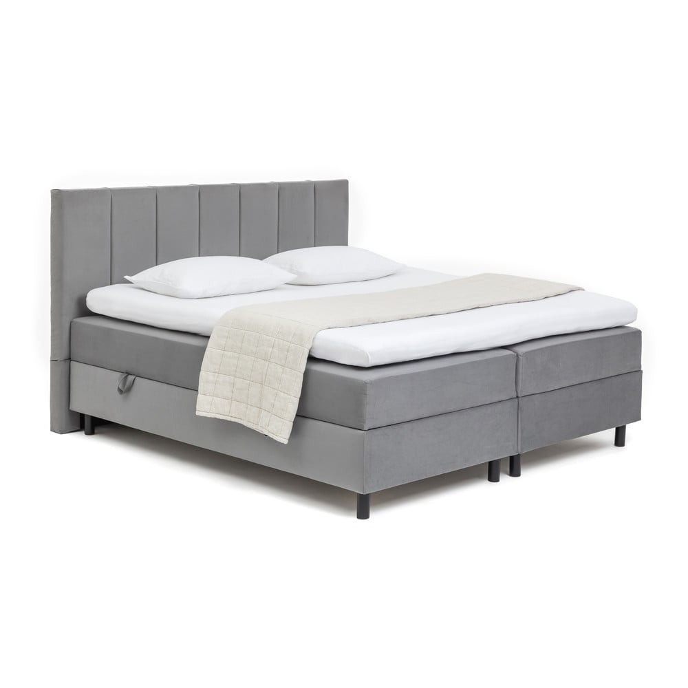 Šedá boxspring postel s úložným prostorem 160x200 cm Elva Bold Line – Bonami Selection