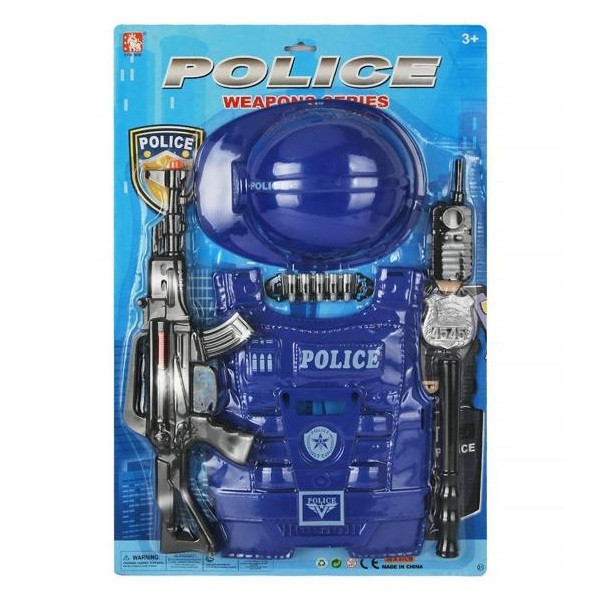 Policejní souprava s vestou, přilbou a doplňky modrá