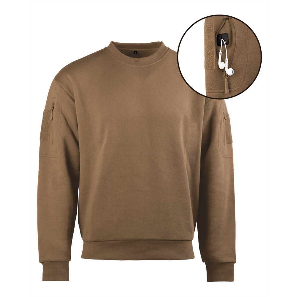 Mikina taktická Mil-Tec Round Neck - hnědá, 3XL