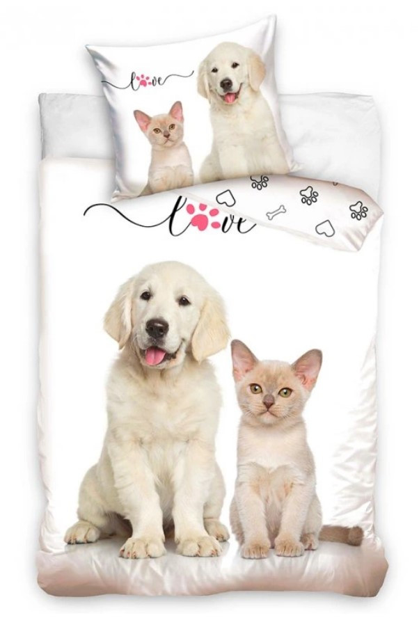 Dětské povlečení 140x200 štěňátko a koťátko