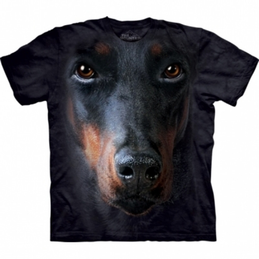 Tričko unisex The Mountain Doberman Face - černé, S