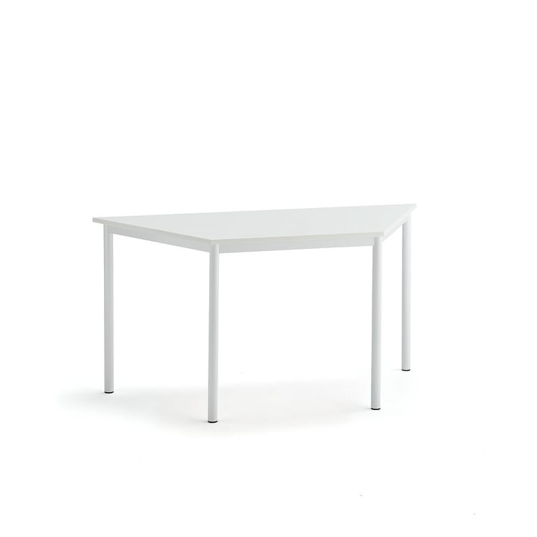 Stůl SONITUS TRAPETS, 1400x700x720 mm, bílé nohy, HPL deska tlumící hluk, bílá