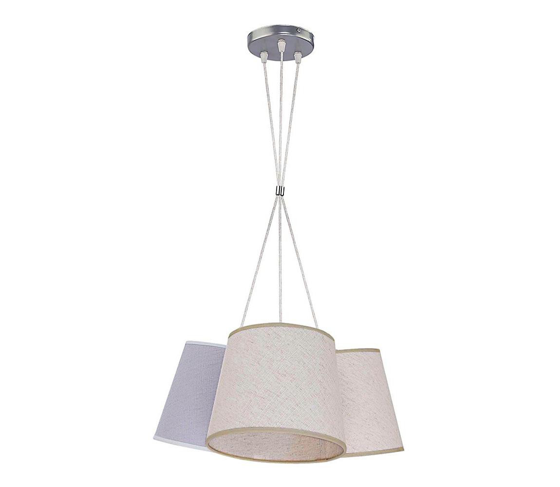 - Lustr na lanku ROSSA 3xE27/40W/230V béžová/šedá