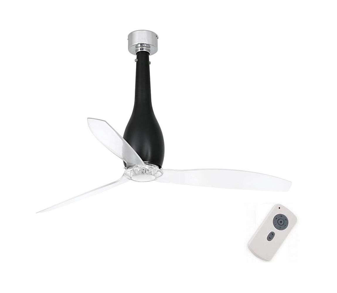 FARO Barcelona FARO 32003 - Stropní látor ETERFAN černá/čirá pr. 128 cm + dálkové ovládání