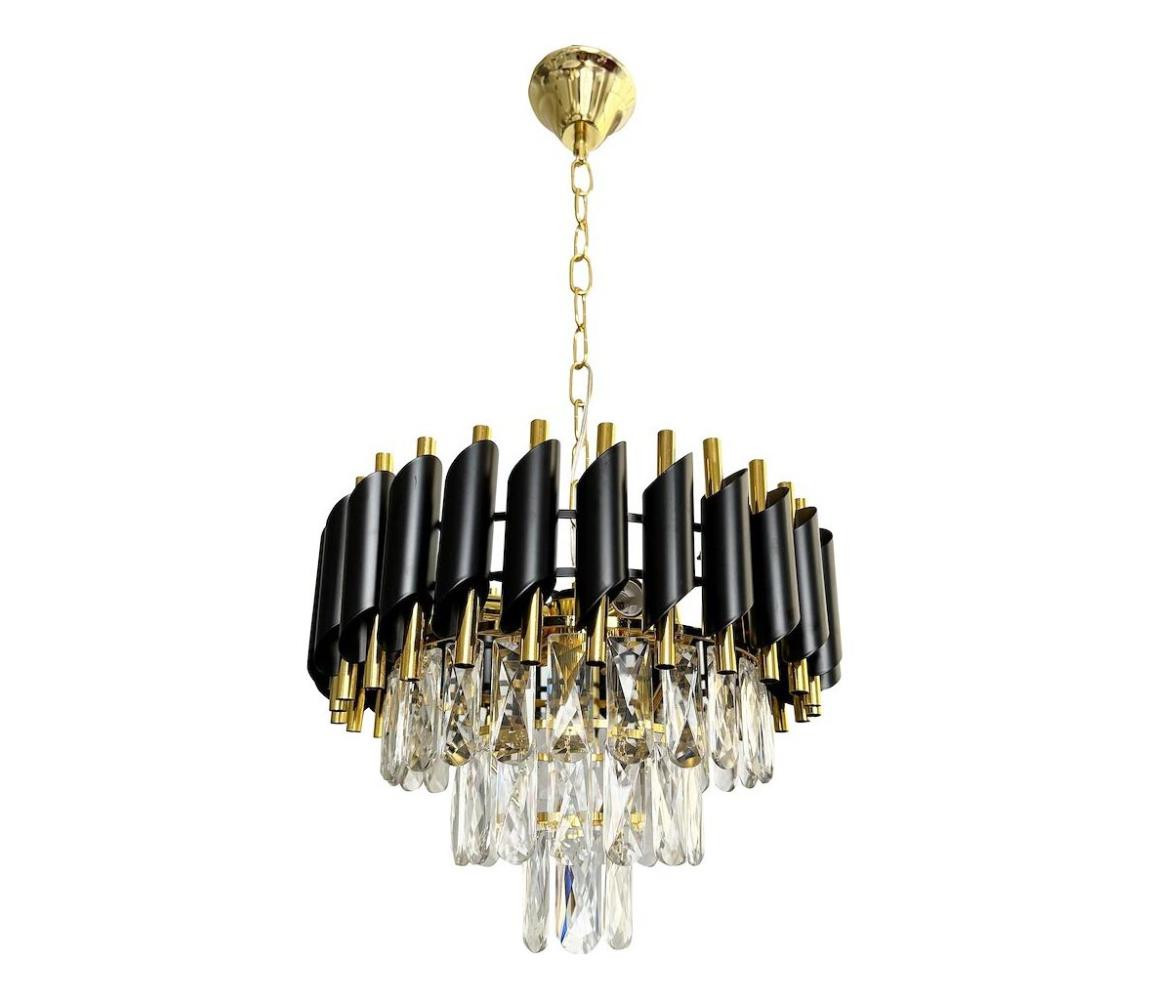 Lustr na řetězu CRISTAL 5xE14/40W/230V zlatá/černá