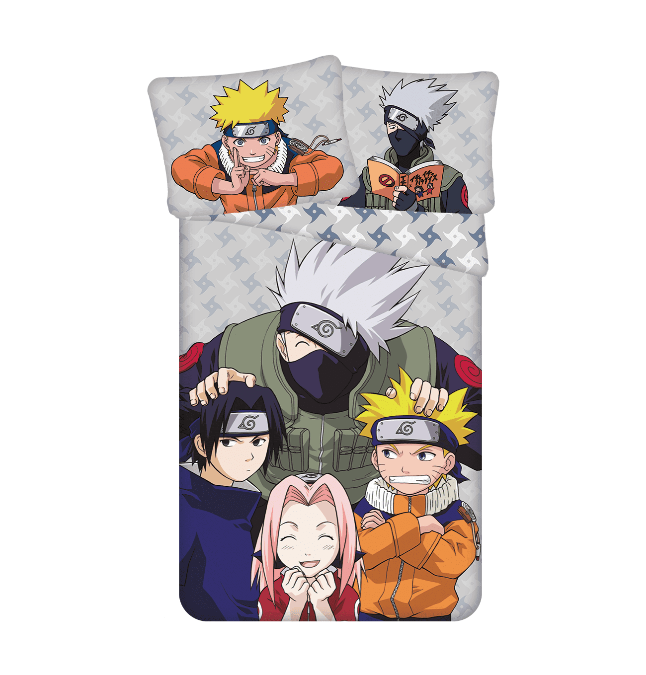 Jerry Fabrics Bavlněné povlečení 140x200 + 70x90 cm - Naruto Grey