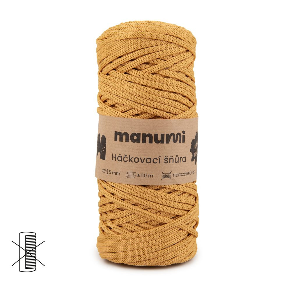 Manumi háčkovací polyesterová šňůra 5 mm hořčicová - 1 ks
