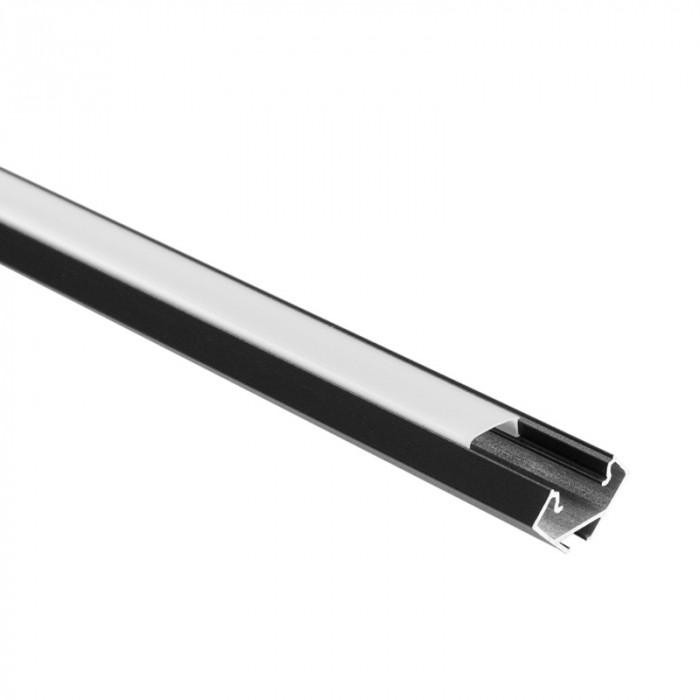 Eco Light R01 rohový profil černý + matný difuzor 1m + 2x krytky EC20920