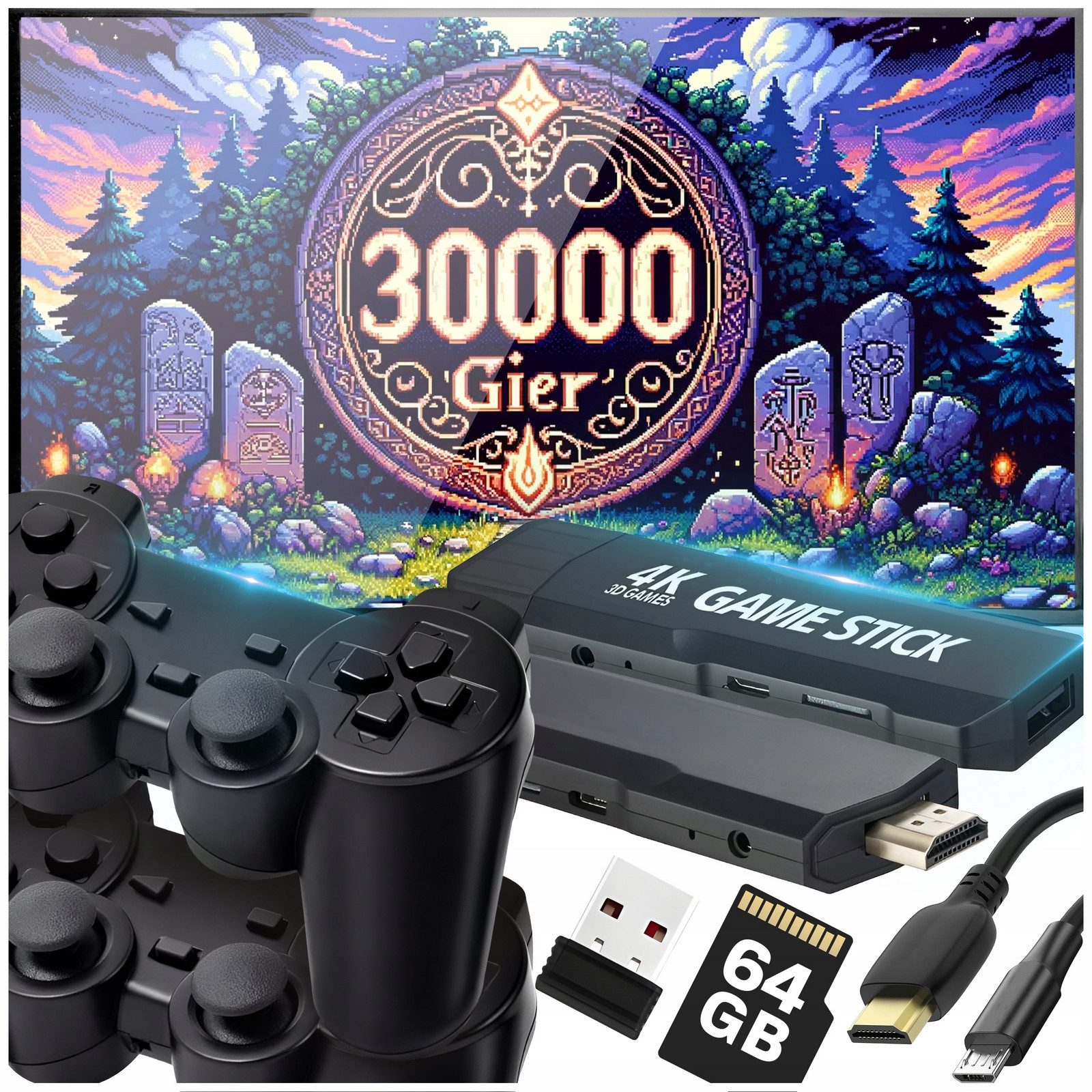 Retro konzole X2 Hdmi Game Stick 64 Gb 20000 Her 2 Pady Verze 205