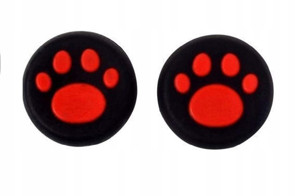 2x Návlek silikonová gumička kočičí tlapka pad Xbox PS3 PS4 PS5 (Červená)