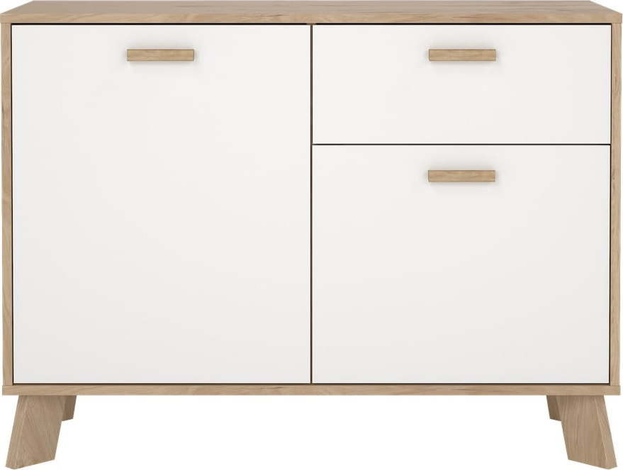 Bílá/v přírodní barvě komoda v dekoru dubu 99x73x39 cm Ikast – Tvilum