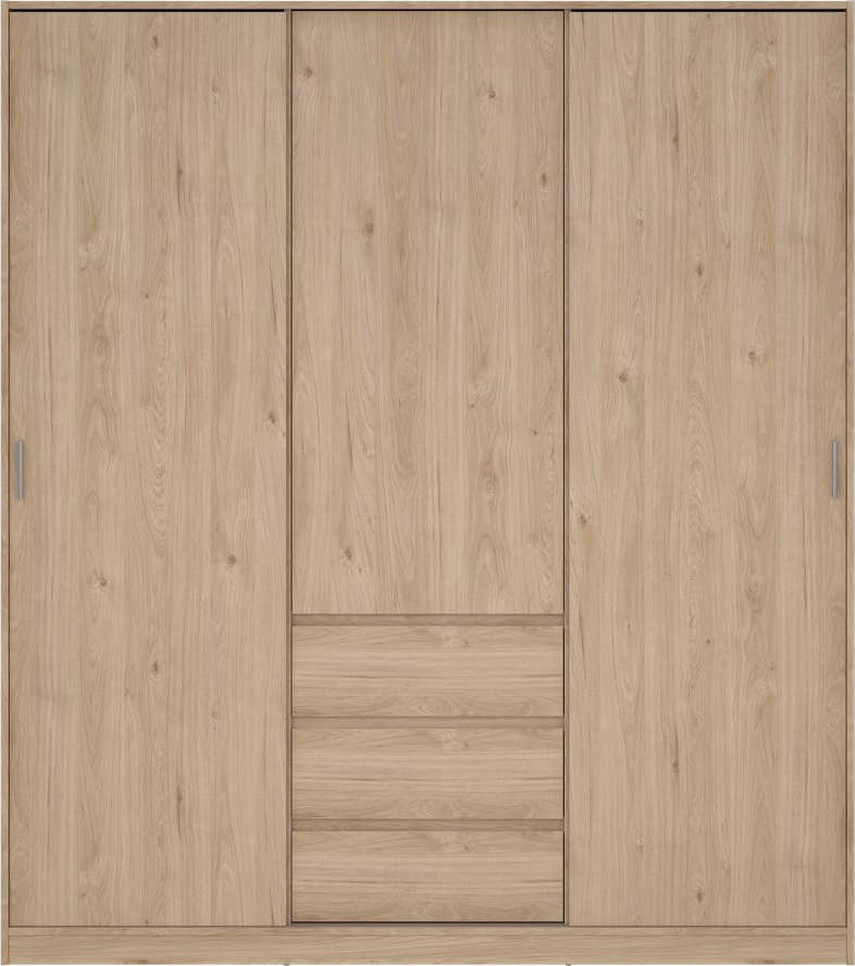 Šatní skříň v dekoru dubu s posuvnými dveřmi v přírodní barvě 177x200x60 cm Naia – Tvilum