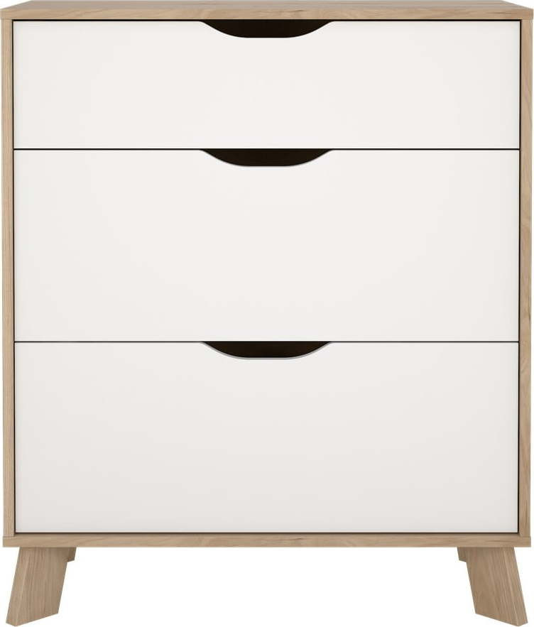 Bílá/v přírodní barvě komoda v dekoru dubu 79x92x40 cm Ikast – Tvilum