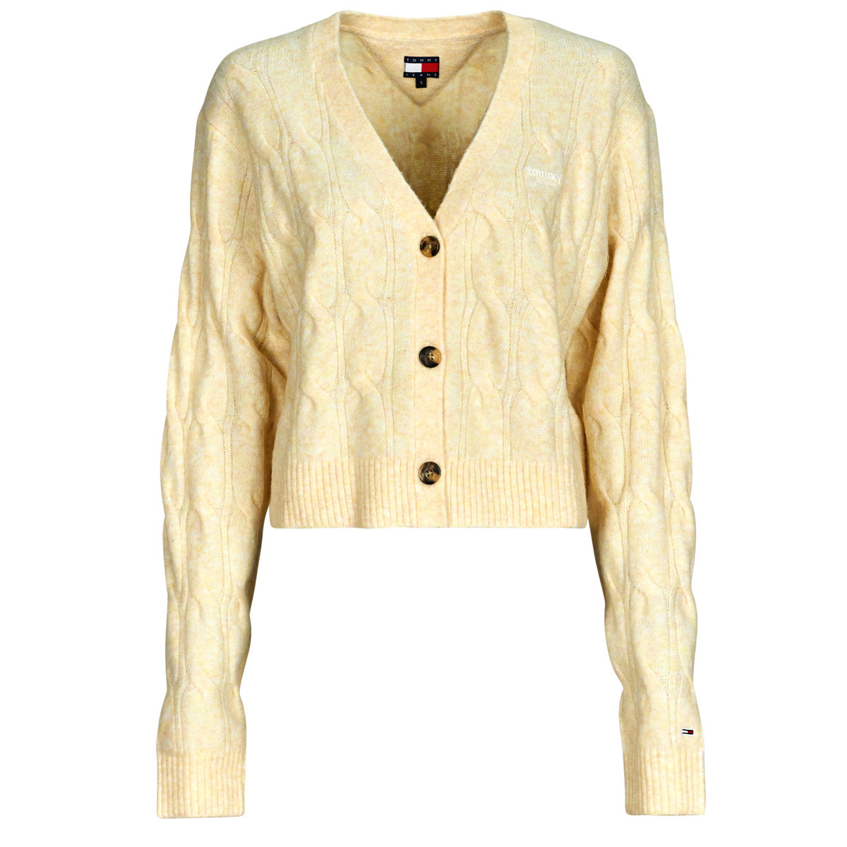 Tommy Jeans  TJW HTR CABLE CARDIGAN  Béžová