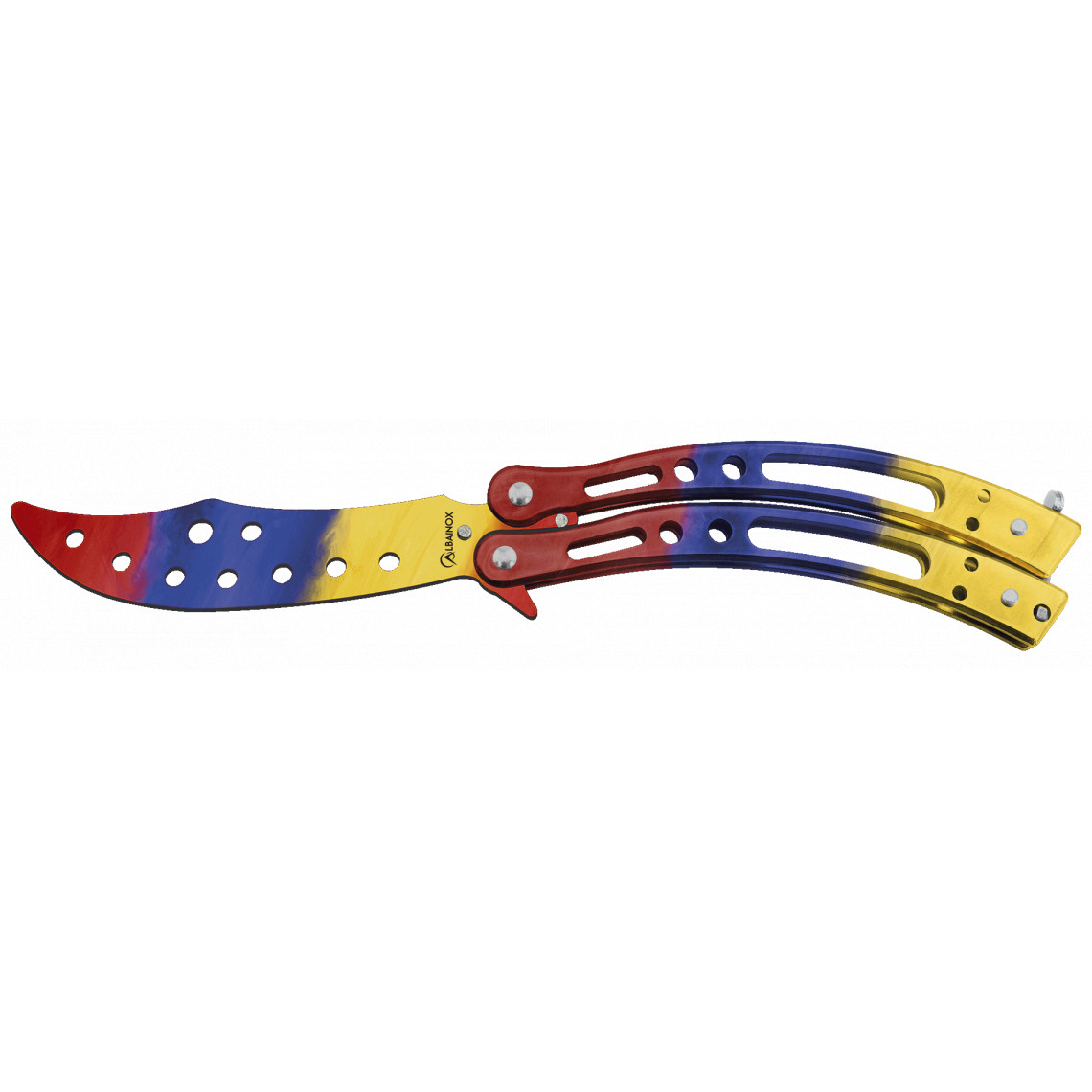 Nůž motýlek tréninkový Albainox Abanico Balisong 22 cm - barevný