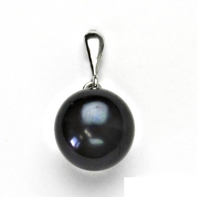 Stříbrný přívěsek, přírodní perla 11-12 mm černá, přívěšek ze stříbra, P 1299/22