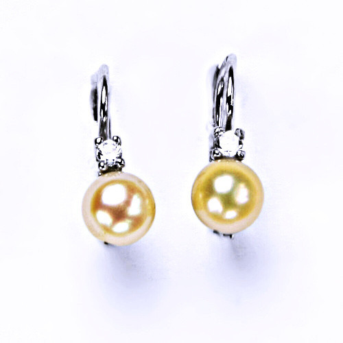 Stříbrné náušnice na patent s přírodní lososovou perlou, šperky,NK 1243