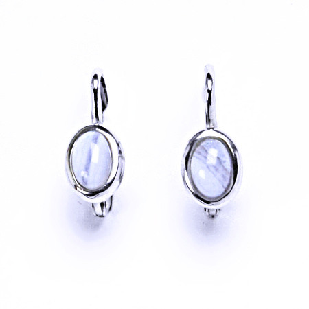 Přírodní chalcedon, náušnice stříbrné na patent  6x4 mm,šperk, NK 1353 (1473)
