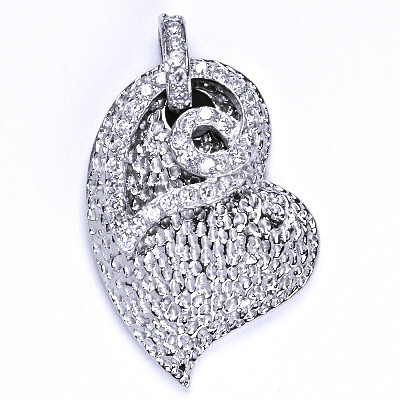 Stříbrný přívěsek s čirými zirkony srdce, přívěsek ze stříbra,váha 7,97 g