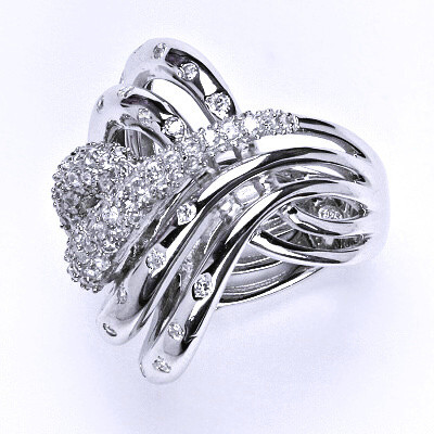 Stříbrný prsten s čirými zirkony,prsten ze stříbra,váha 15,10 g