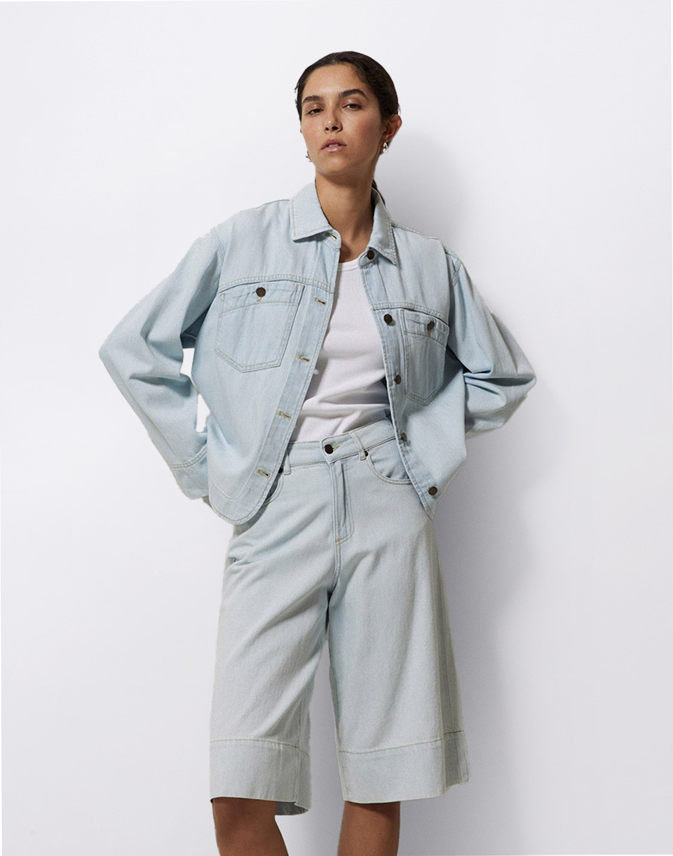 Yerse Indigo Blue Denim Bermuda Shorts 056 INDIGO XS