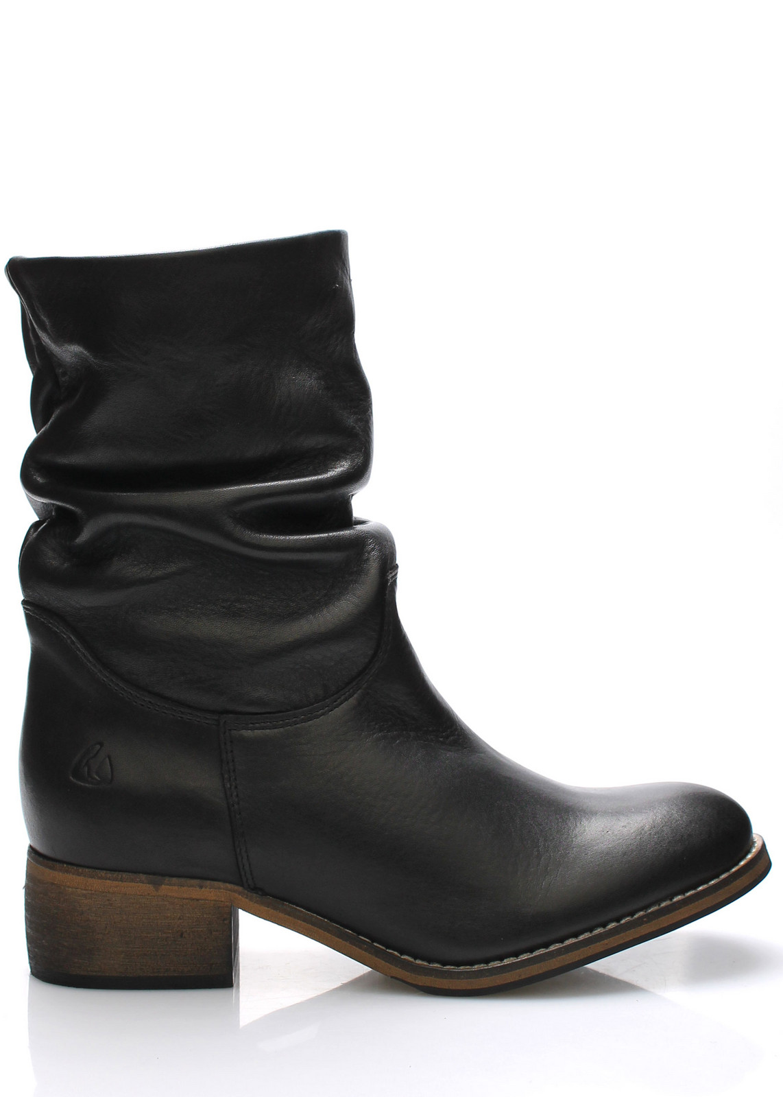 Černé kožené ohrnovací polokozačky Online Shoes Velikost: 37