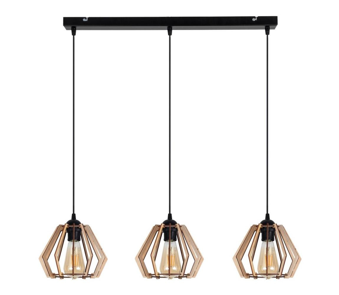Lustr na lanku BERGO 3xE27/60W/230V černá