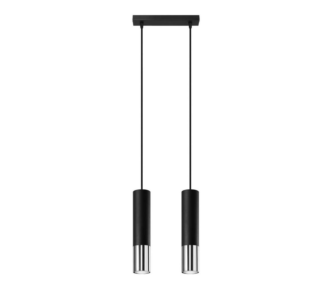 SL.0941 - Lustr na lanku LOOPEZ 2xGU10/10W/230V černá/chrom