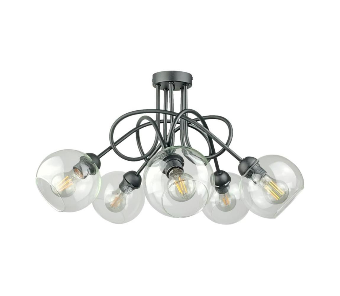 Keter Lighting Přisazený lustr EVIE 5xE27/60W/230V antracit/čirá