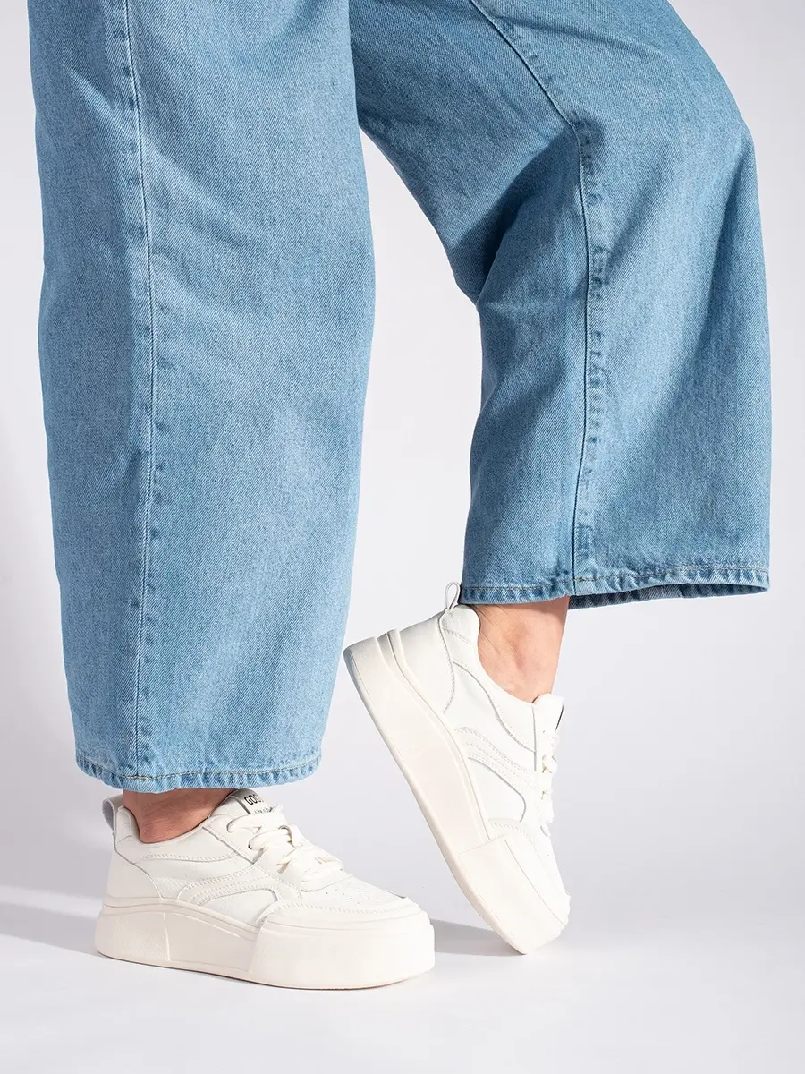 Exkluzívní tenisky dámské bílé na platformě