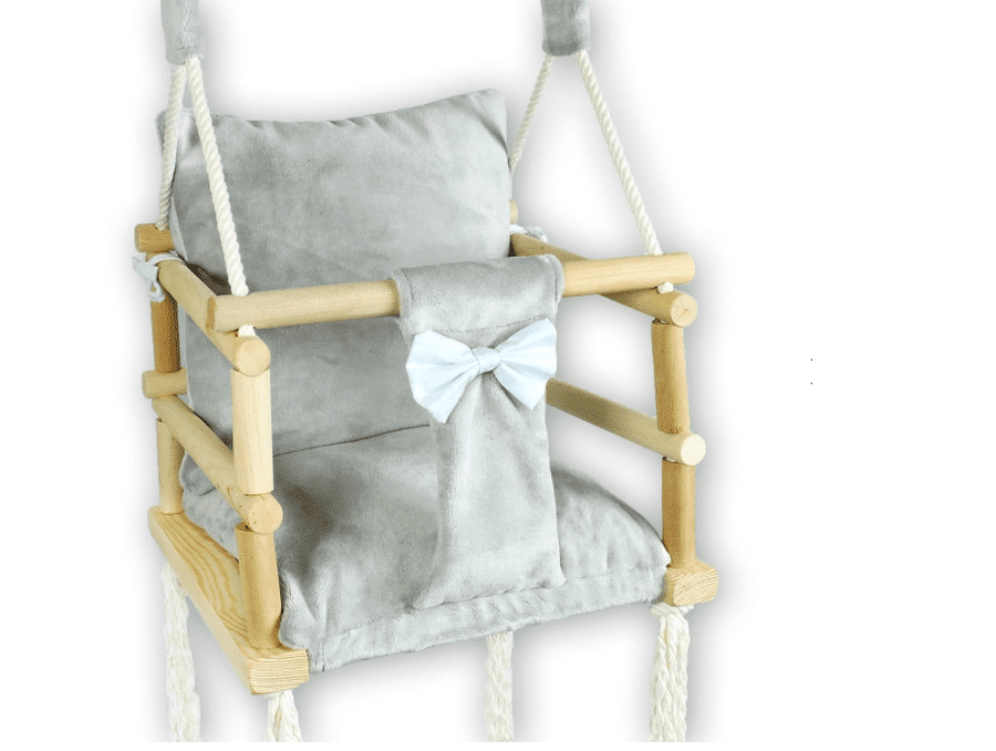 KIZ Stylová houpačka Velvet Kimi 3v1 - šedá mašlička