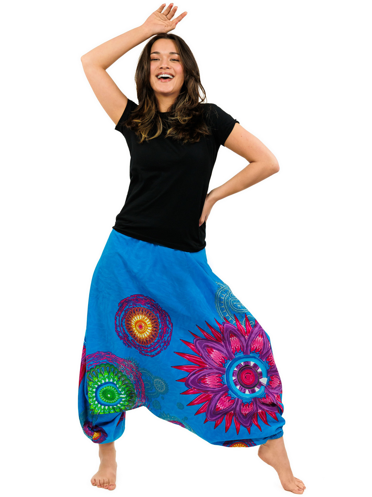 Himalife Kalhoty-šaty-top 3v1 Mandala of Nepal - tyrkysové Velikost: S/M