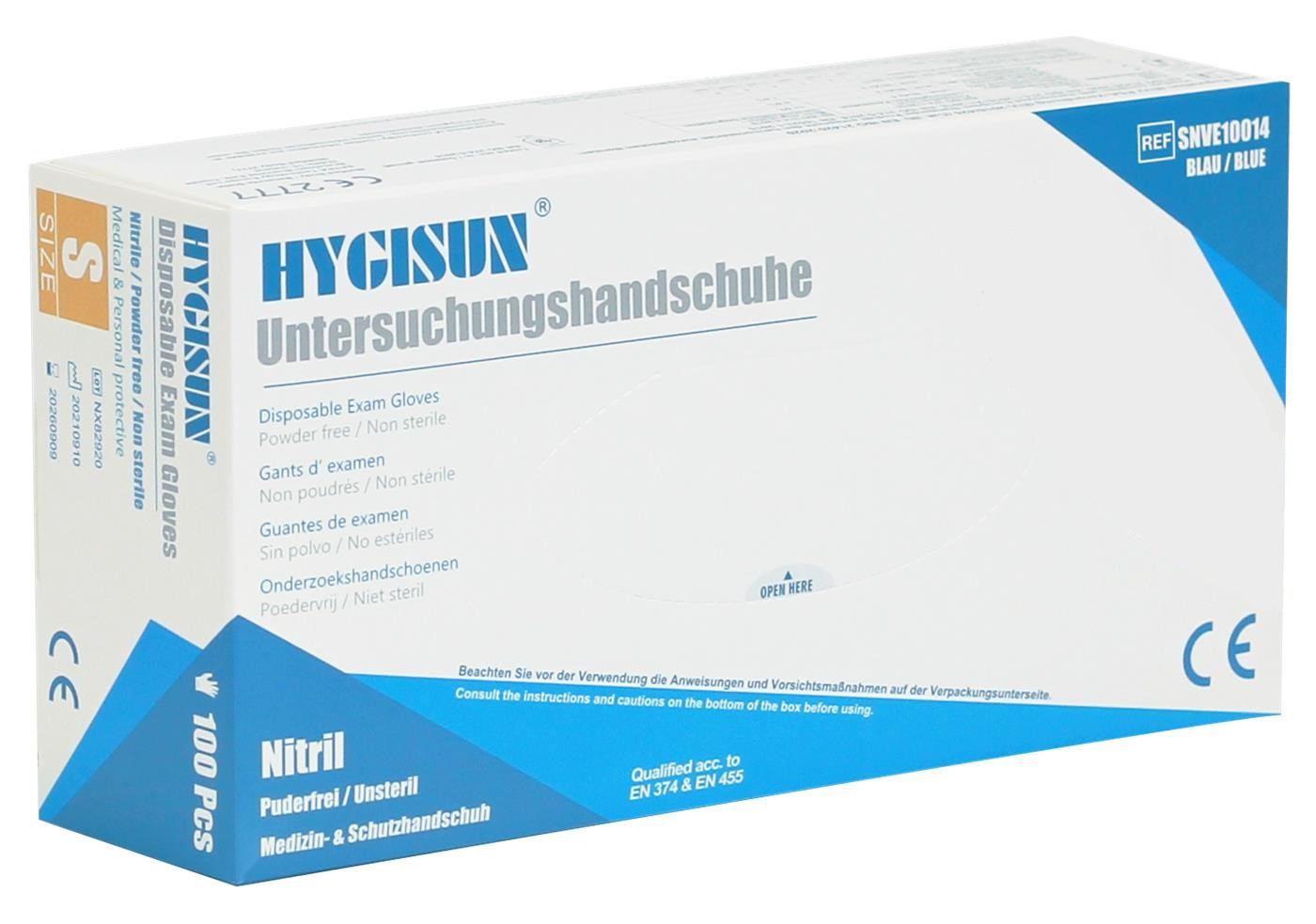 Hygisun Rukavice nitrilové HYGISUN, 100 ks, modré, nepudrované Rozměr: XL