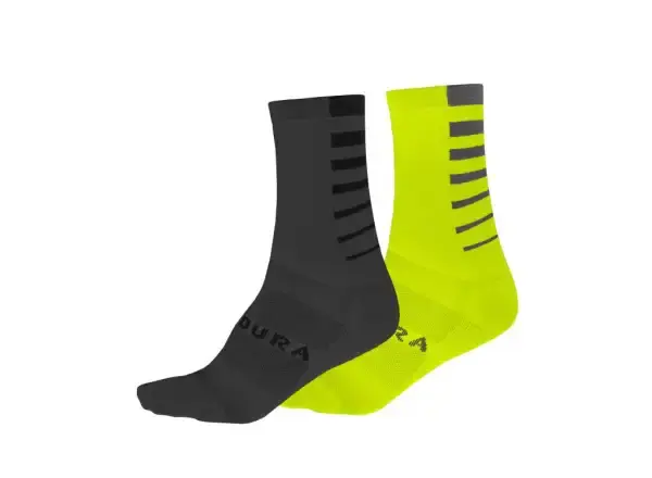 Endura Coolmax Stripe ponožky (2 páry v balení) Hi-Viz Yellow vel. L/XL