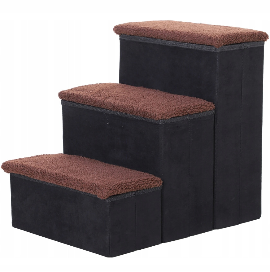 PawHut schody pro domácí zvířata, s úložným prostorem, skládací, Mdf