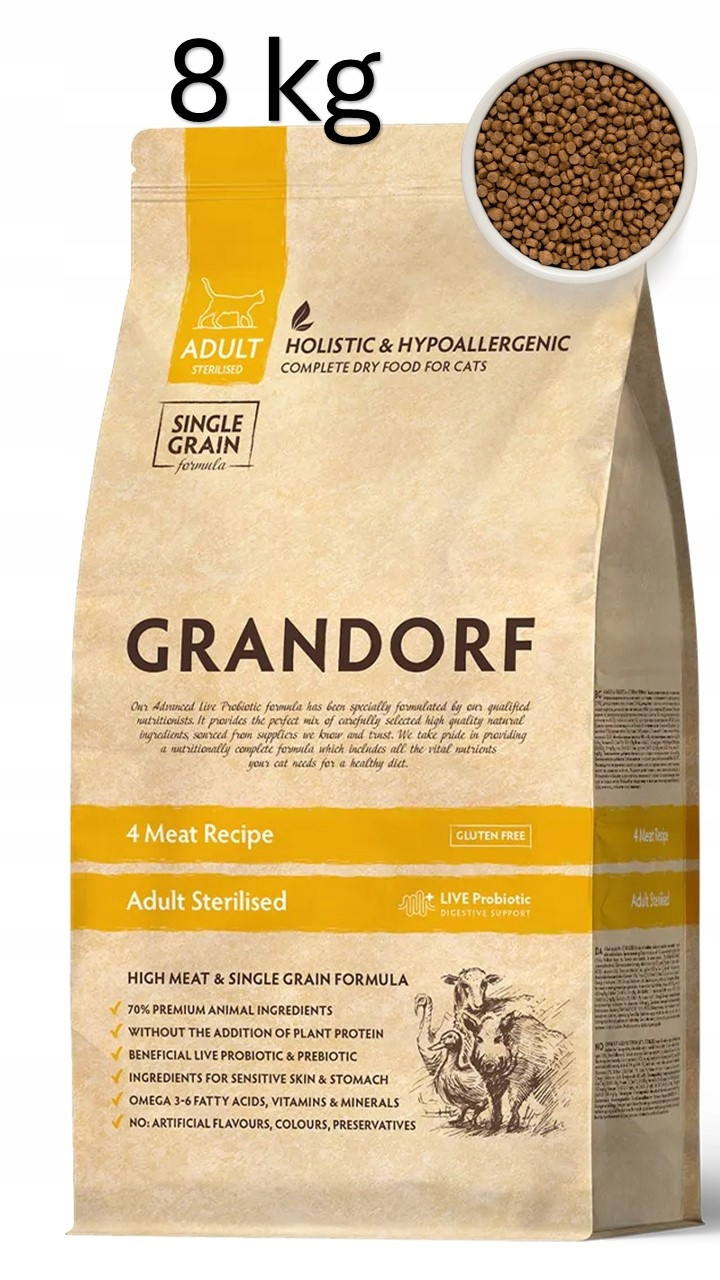 Grandorf 4 Maso pro dospělé sterilizované 8 kg