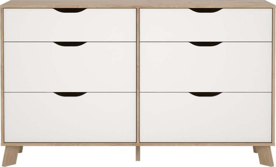 Bílá/v přírodní barvě komoda v dekoru dubu 156x92x40 cm Ikast – Tvilum