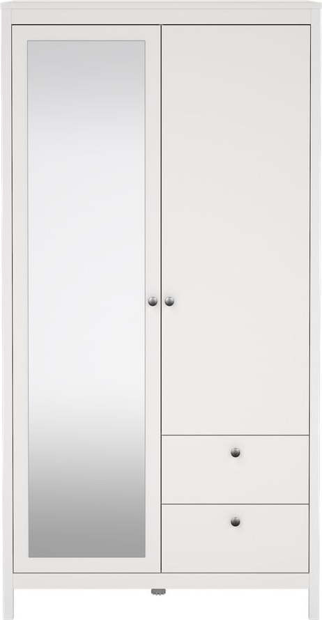 Bílá šatní skříň se zrcadlem 102x199x58 cm Madrid – Tvilum