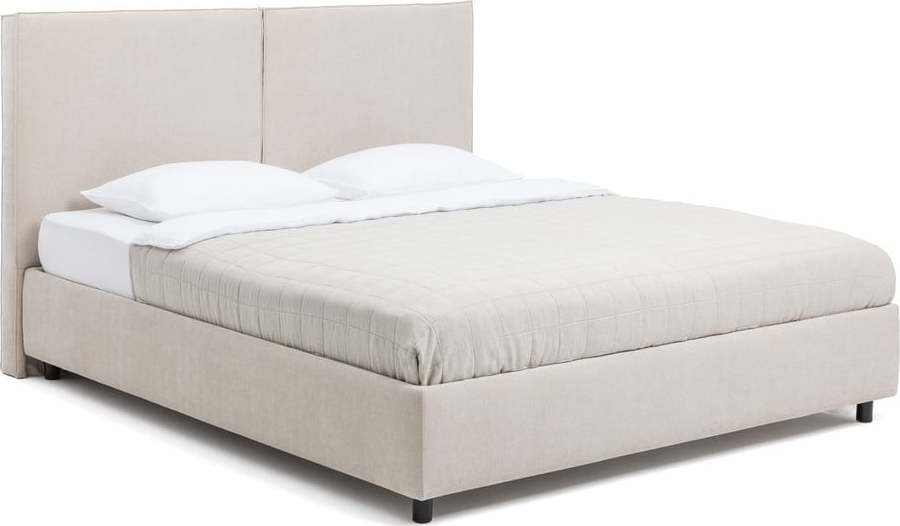 Béžová čalouněná dvoulůžková postel s úložným prostorem s matrací/s roštem 180x200 cm Myra Bold – Bonami Selection