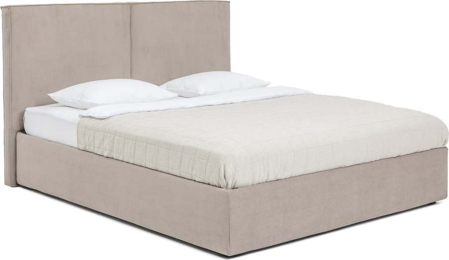 Čalouněná dvoulůžková postel taupe s úložným prostorem s roštem 180x200 cm Thessa Bold – Bonami Selection