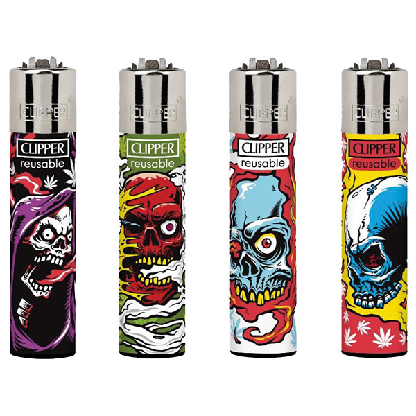 Zapalovač Clipper CP11RH Weed Skulls
