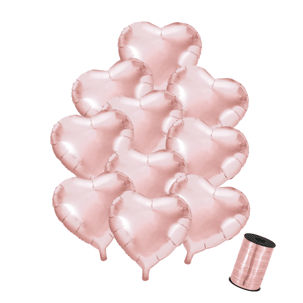 Balónkový set - srdíčka rose gold 10 ks 45cm