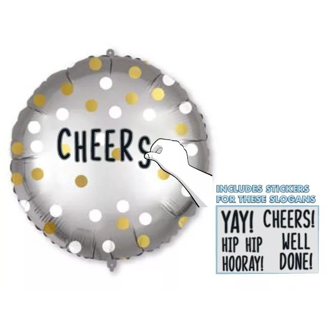 Balónek fóliový personalizovaný se zlatými a bílými tečkami 46 cm