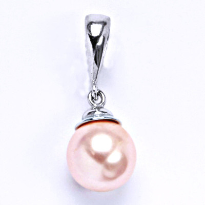 Stříbrný přívěšek s umělou růžovou perlou 10 mm, P 1193 V/6