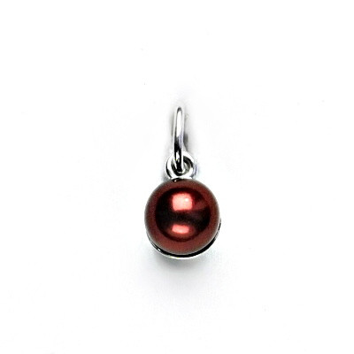 Stříbrný přívěsek synt. perla 6 mm - P 1183 vínová
