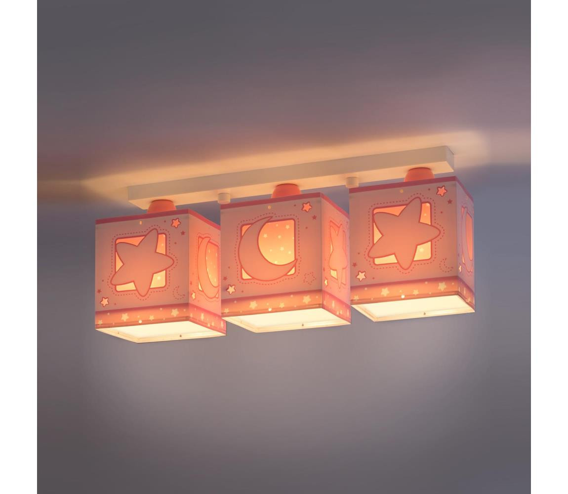 Dalber Dalber 63233NS - Dětské stropní svítidlo MOON LIGHT 3xE27/60W/230V růžová