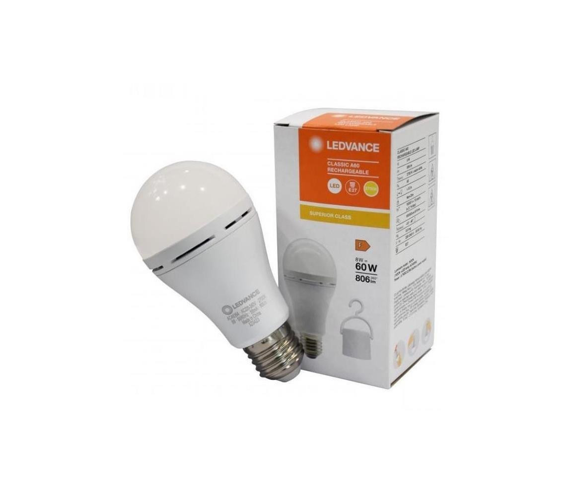 Ledvance LED Žárovka RECHARGEABLE A60 E27/8W/230V 2700K - Ledvance