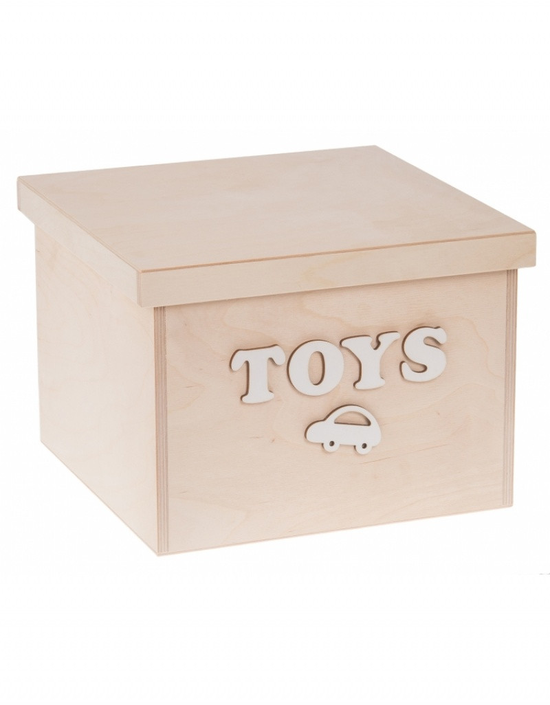 FK Dřevěný box na hračky - Toys 25x25x20 cm, Přírodní