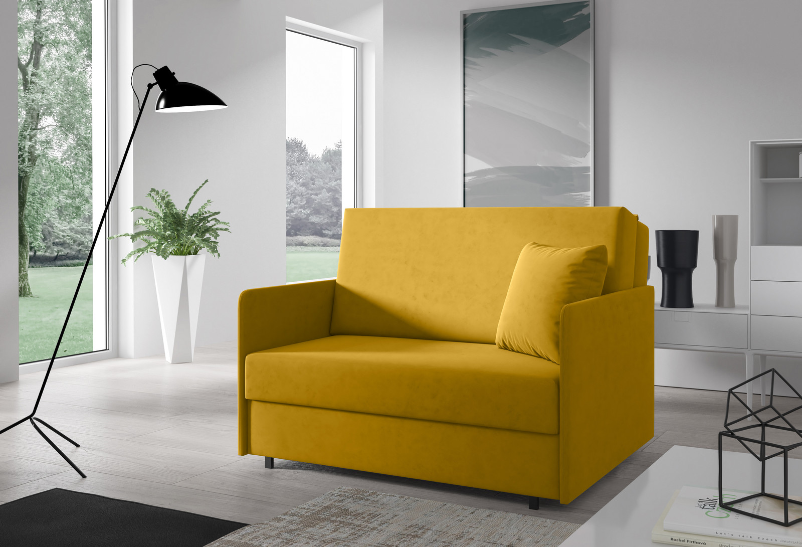 Eka Pohovka AMERYKANKA 167, 120 cm Barva látky: KRONOS 01 (Žlutá)