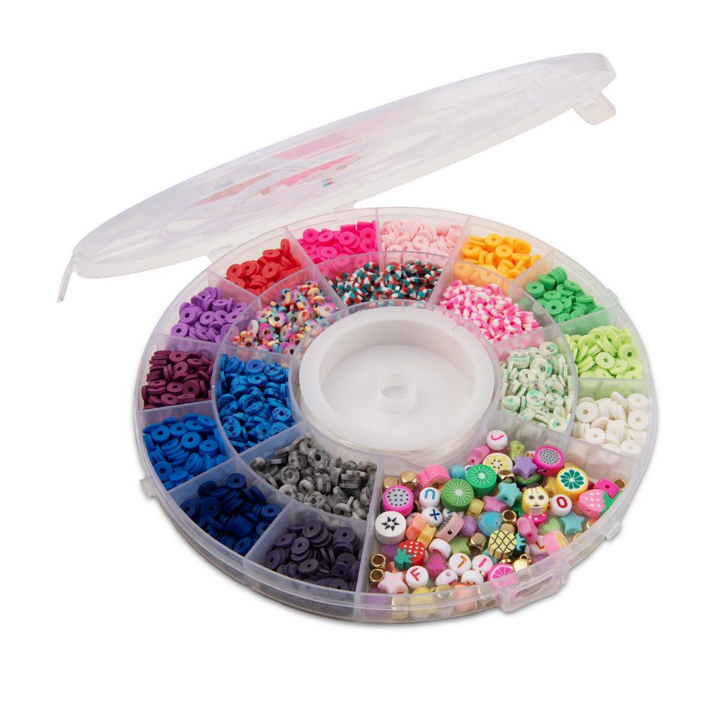 Sada heishi, polymerových a plastových korálků s elastomerem - 1 ks